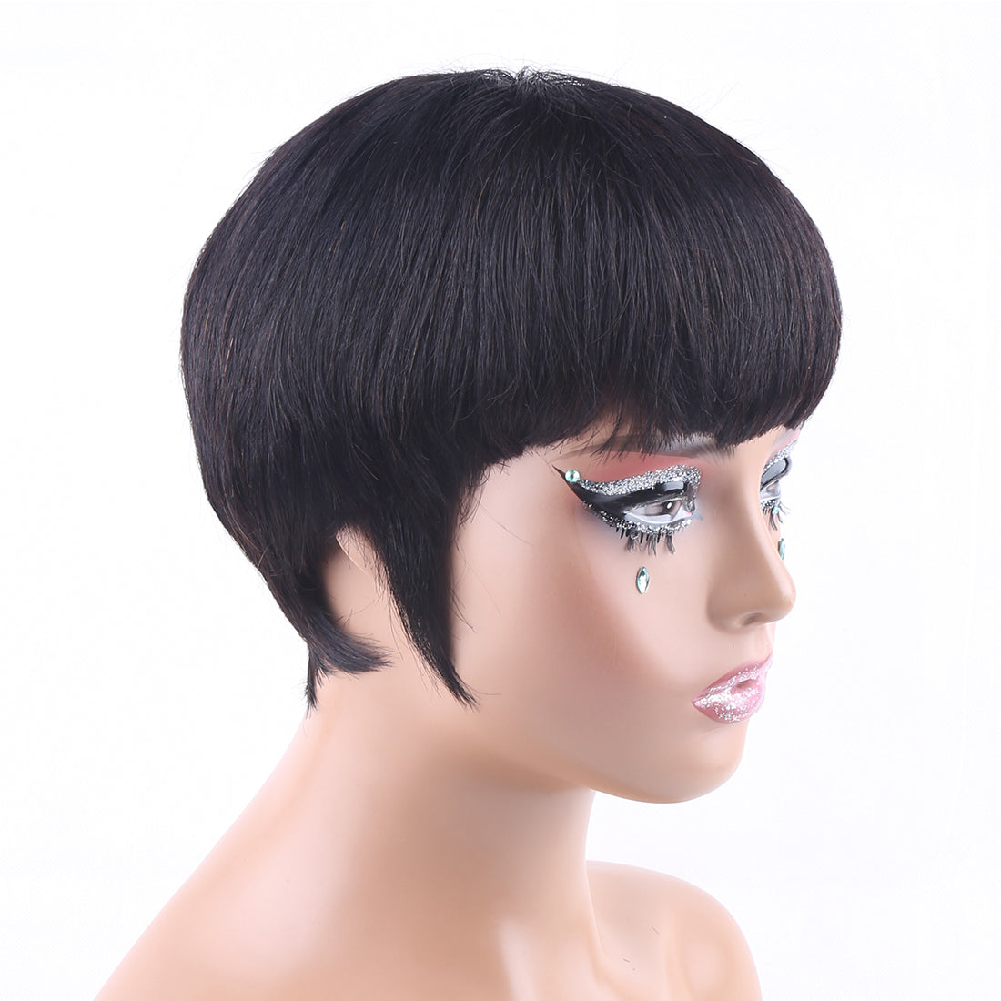 Pixie Cut Wig Human Hair with Bangs for Women 150% Density Brazilian Remy Hair Easy to Wear Short Human Hair Wig