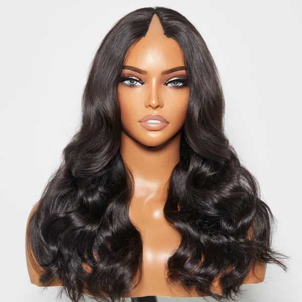 Protective V Part Glueless Long Wig 100% Human Hair (Kinky Straight / Body Wave / Jerry Curly)