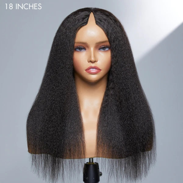 Protective V Part Glueless Long Wig 100% Human Hair (Kinky Straight / Body Wave / Jerry Curly)