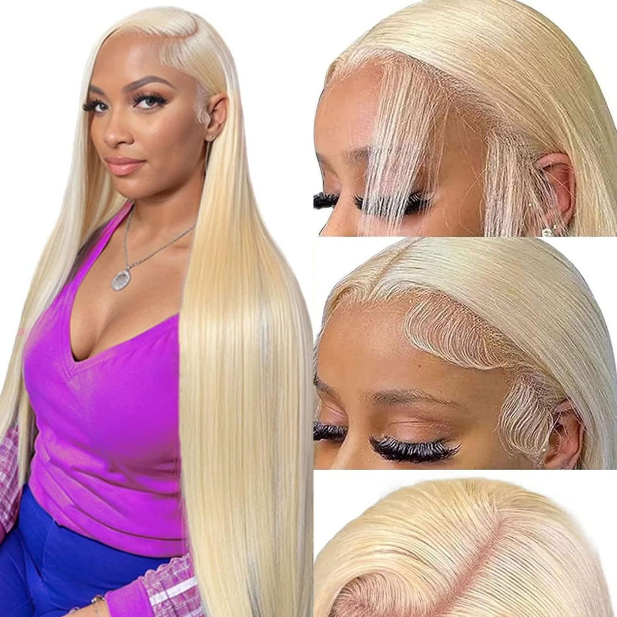 13x4 Blonde Straight Lace Front Wig Human Hair 613 Wig