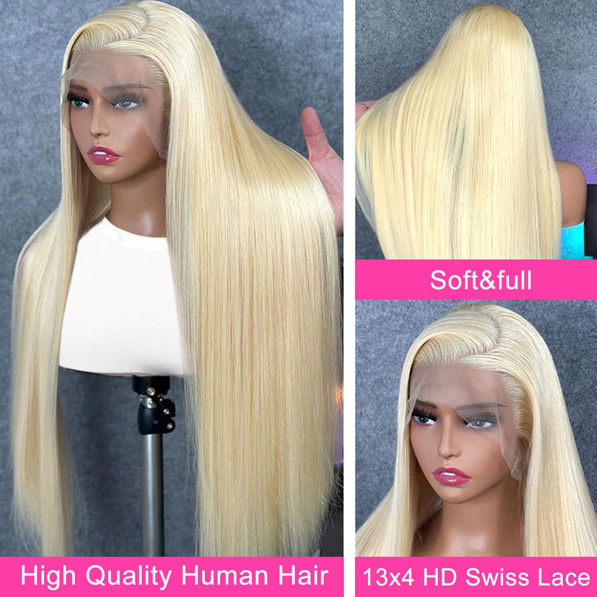 13x4 Blonde Straight Lace Front Wig Human Hair 613 Wig