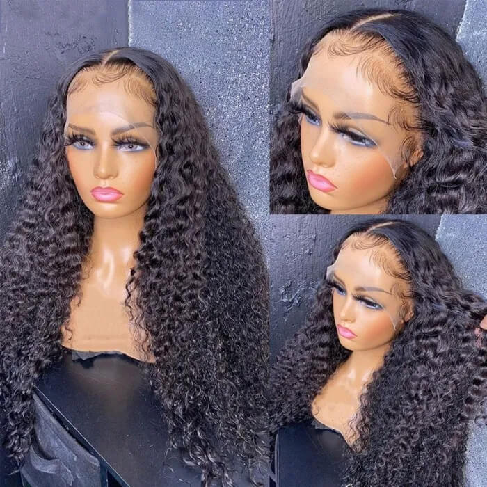 Deep Curly HD Transparent Lace Front Wigs