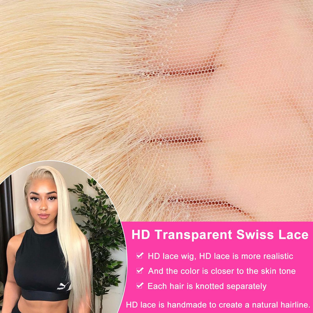 13x4 Blonde Straight Lace Front Wig Human Hair 613 Wig