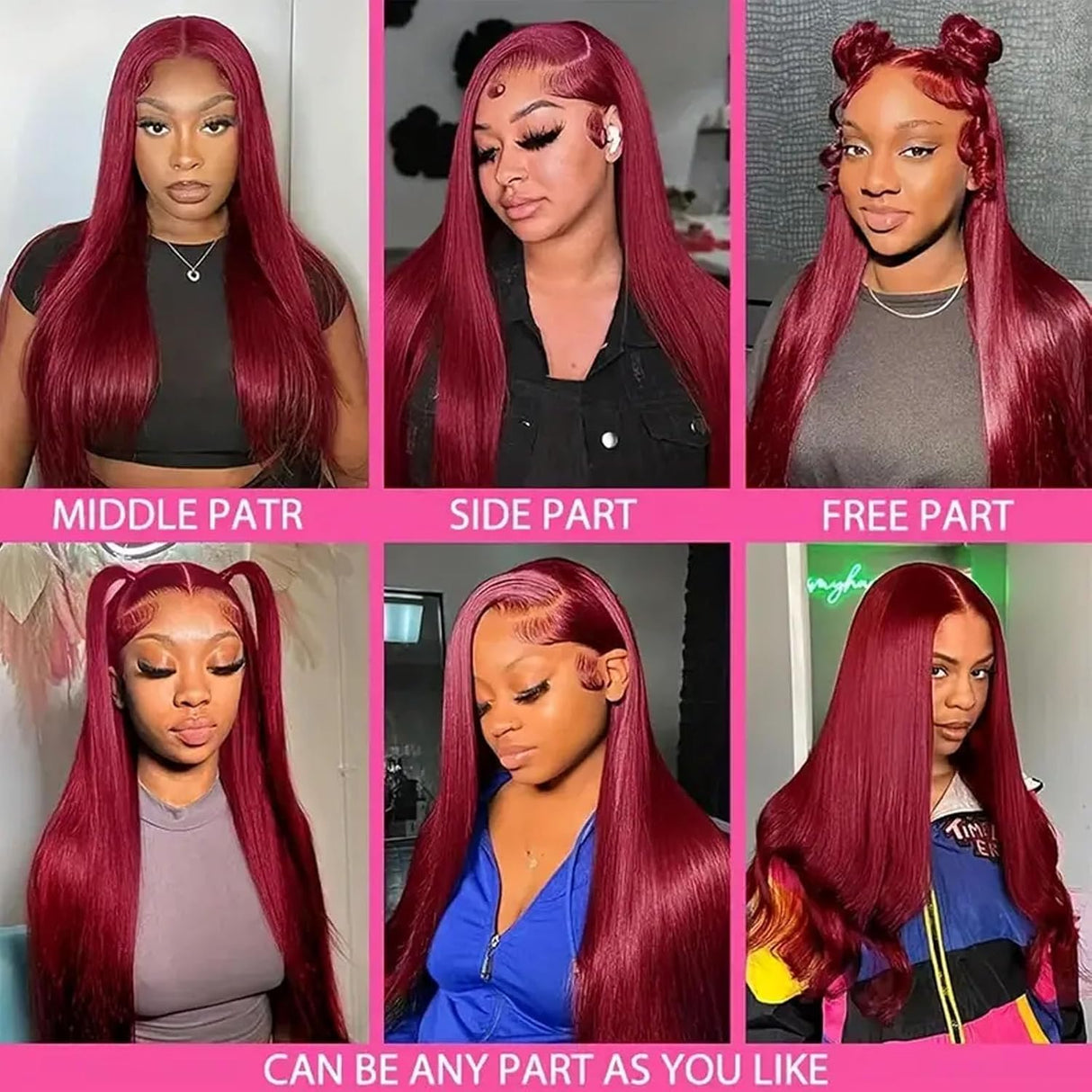 Glueless Wear and Go Wig Straight 99j Burgundy Lace Front Wigs Human Hair 180% Density