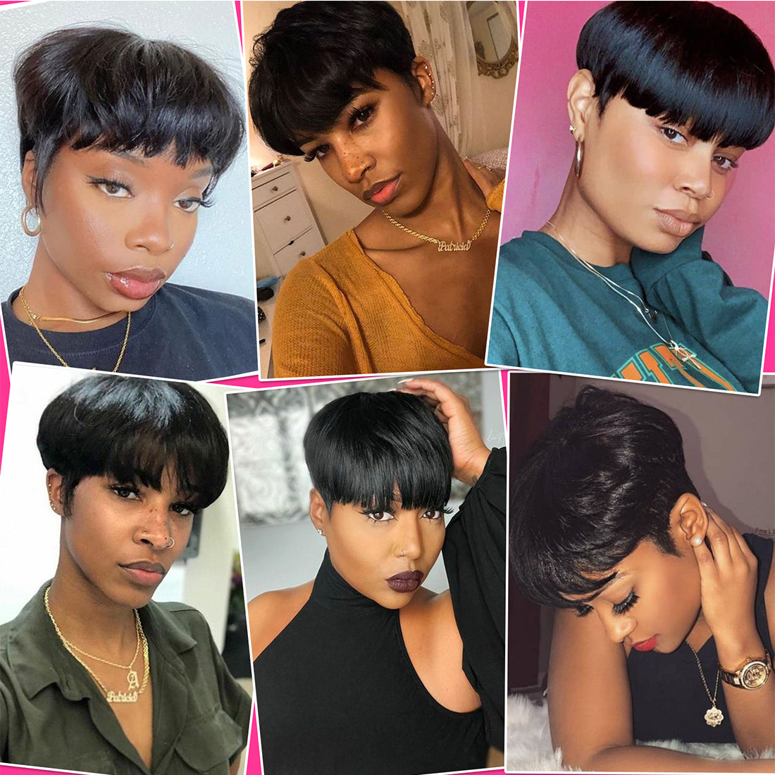 Pixie Cut Wig Human Hair with Bangs for Women 150% Density Brazilian Remy Hair Easy to Wear Short Human Hair Wig