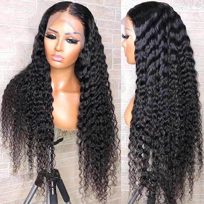 Deep Wave Lace Front Wigs Human Hair 4x4 HD Transparent Lace Closure Wigs
