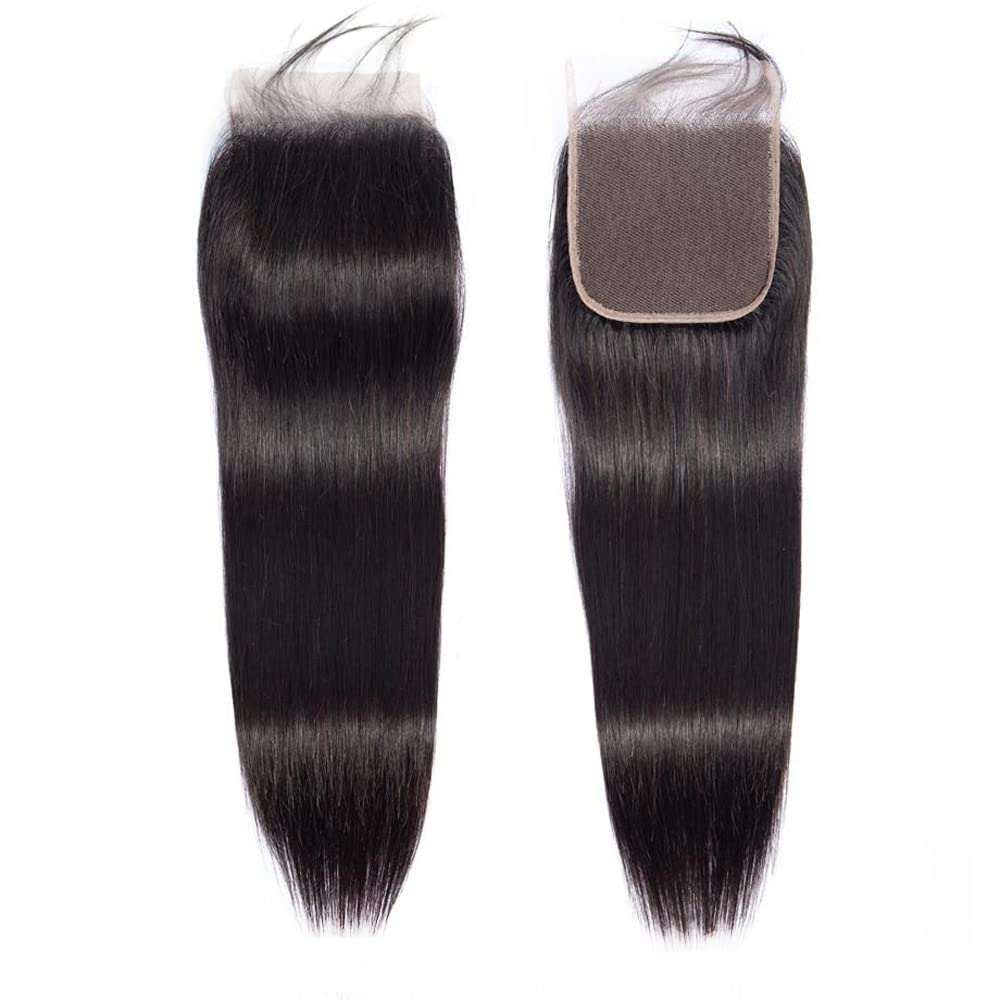 4x4 HD Transparent Lace Closure Straight Human Hair Closure Natural Black Hair Top Swiss Lace