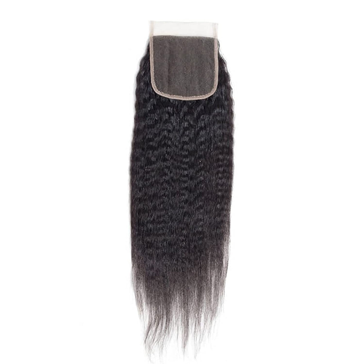 Kinky StraGHT 4x4 Top Swiss Lace Human Hair Closure Natural Black