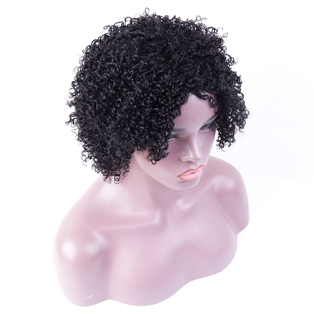 Short Curly Wigs for Black Women Human Hair Afro Natural Curly Wig Brazilian Virgin Pixie Cut Wig Human Hair With Bangs 150% Density None Lace Front Bob Wigs