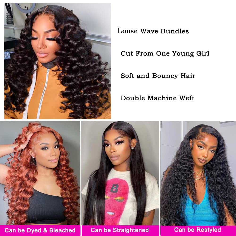 Loose Wave Bundles Human Hair 1 Bundles 100% Unprocessed Brazilian Virgin Hair
