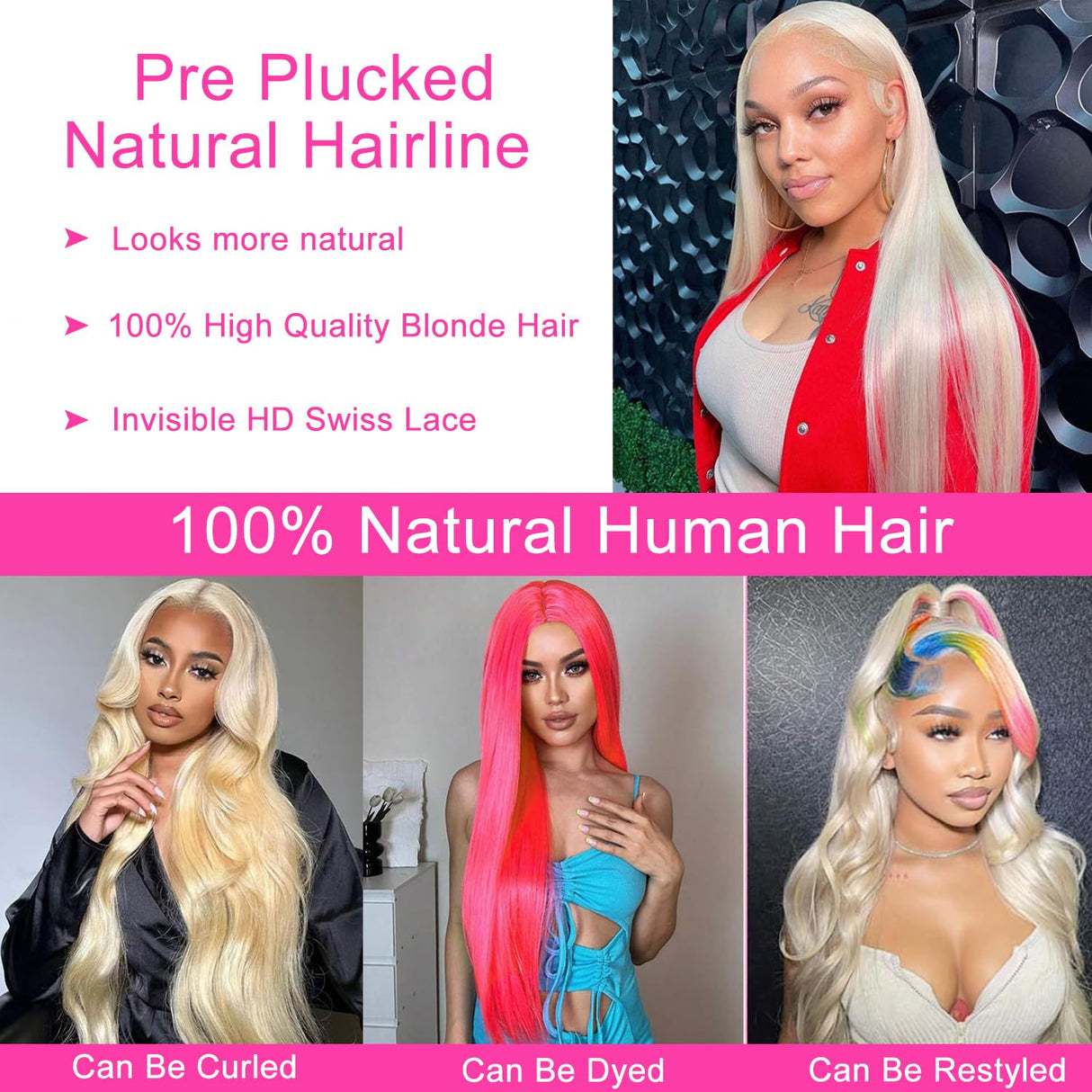 13x4 Blonde Straight Lace Front Wig Human Hair 613 Wig