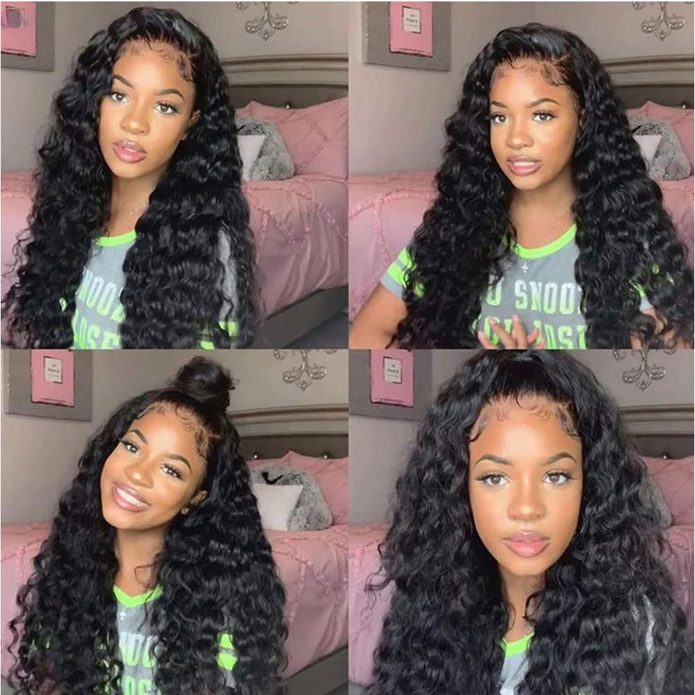 Brazilian Glueless Loose Deep Wave 12A HD 4x4 Lace Closure Wigs Human Hair
