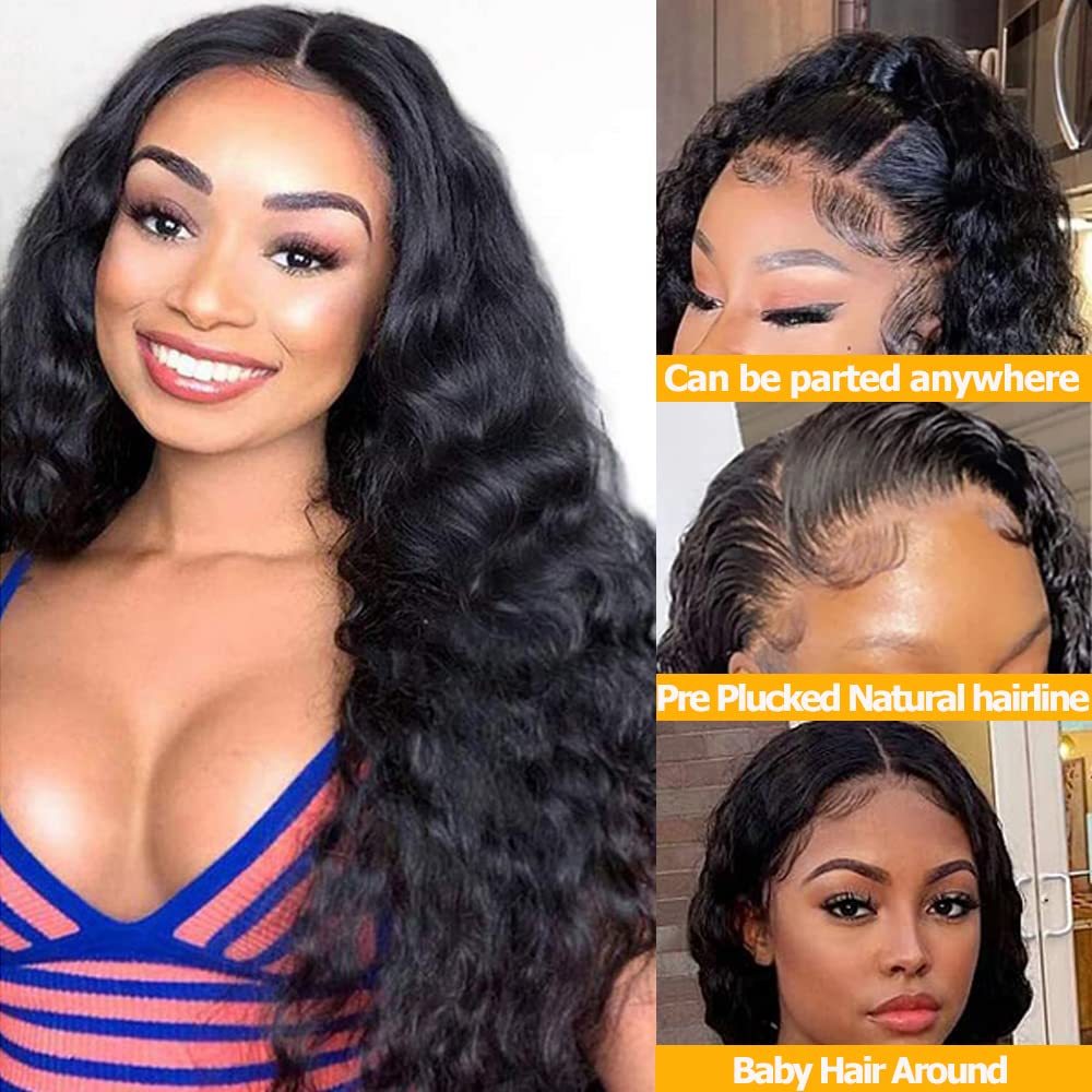 Brazilian Loose Deep Wave Human Hair Lace Closure Natural Black