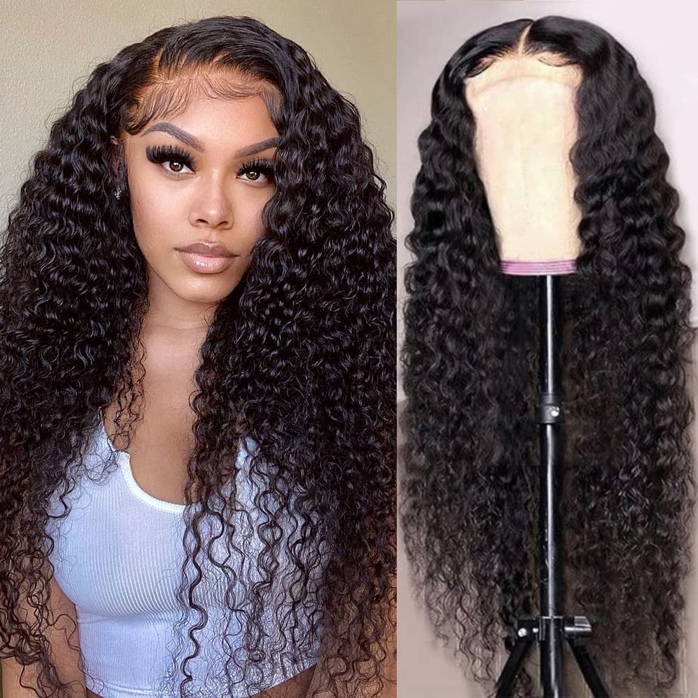 13x4 Deep Wave Lace Front Wigs Human Hair 180% Density Deep Wave Frontal Wigs Human Hair HD Lace 26 Inch