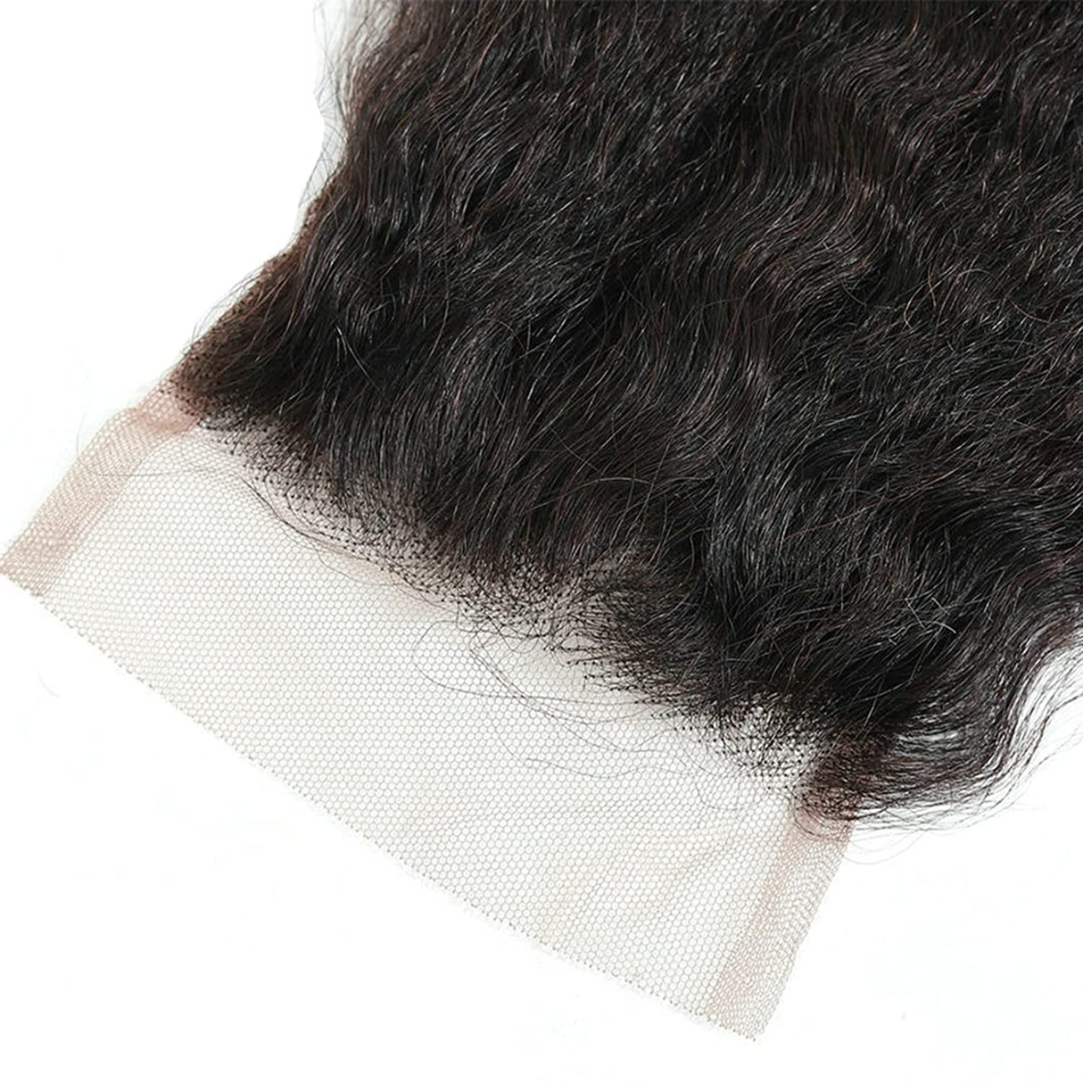 Kinky StraGHT 4x4 Top Swiss Lace Human Hair Closure Natural Black