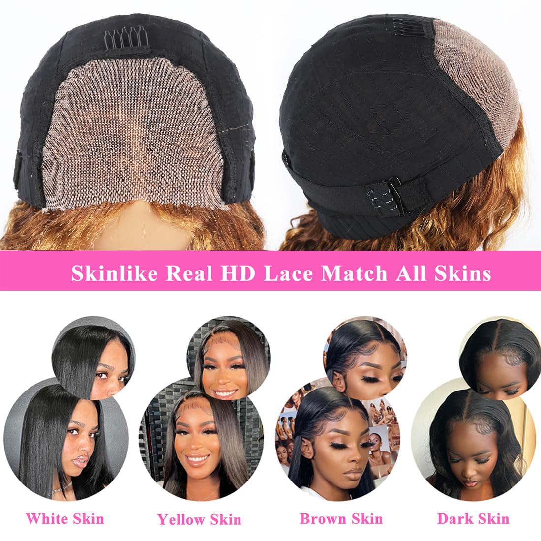 Wear & Go Highlight Brown Wigs Deep Wave Pre-plucked Glueless Lace Wigs