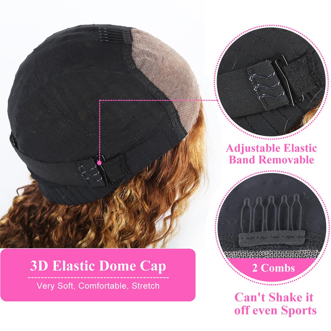 Wear & Go Highlight Brown Wigs Deep Wave Pre-plucked Glueless Lace Wigs