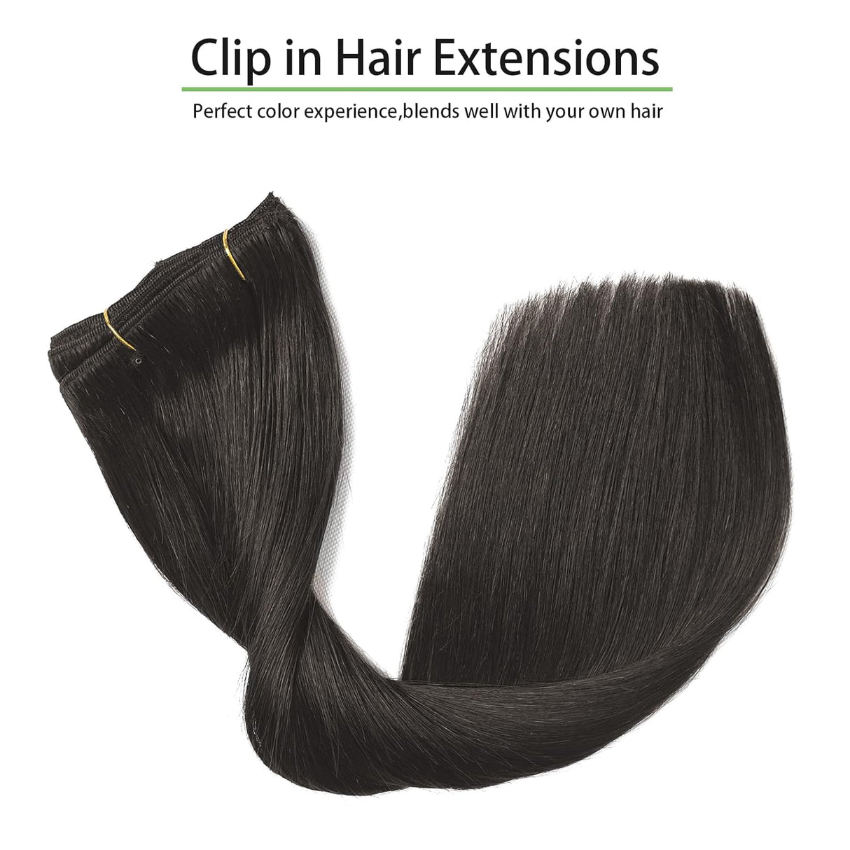 Straight Clip in Hair Extensions 100% Human Hair Clip in Hair Extensions for Women 8pcs/Set Natural Black