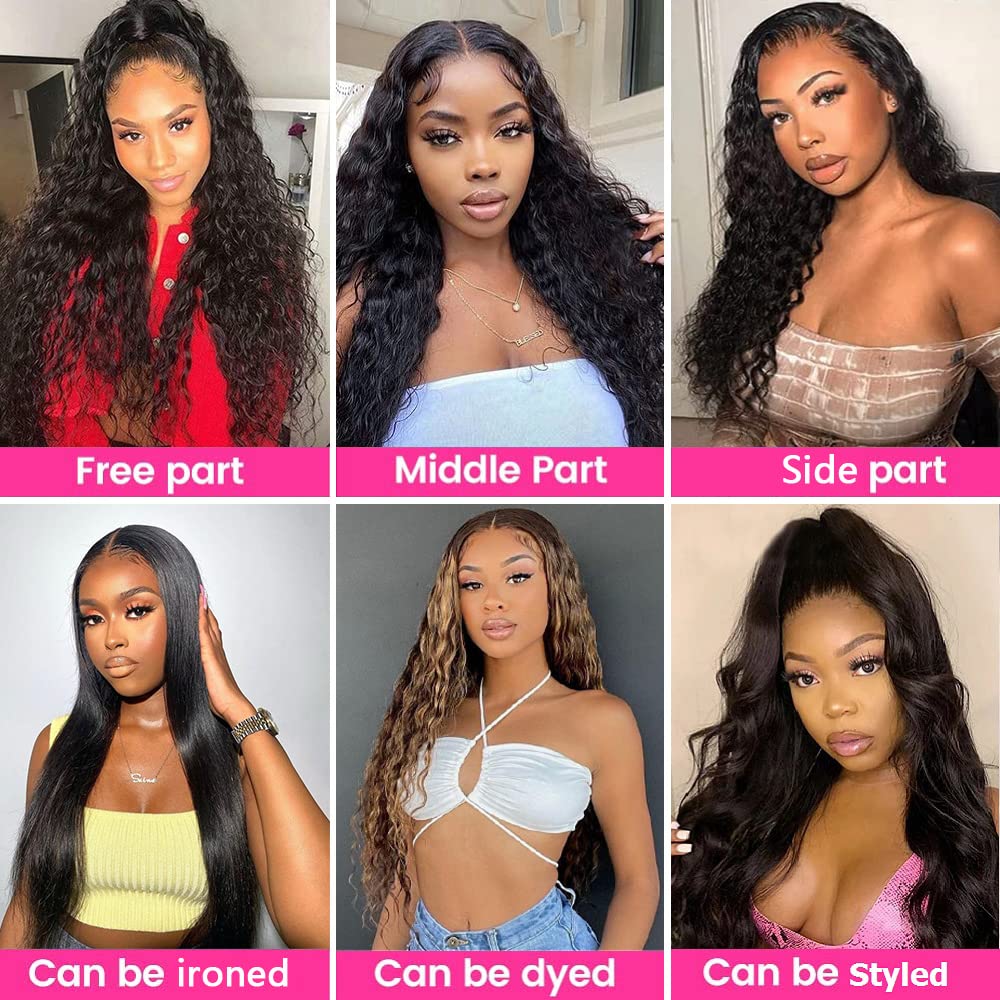 4x4 Deep Wave Human Hair Closure Natural Black Hair Top Swiss Lace