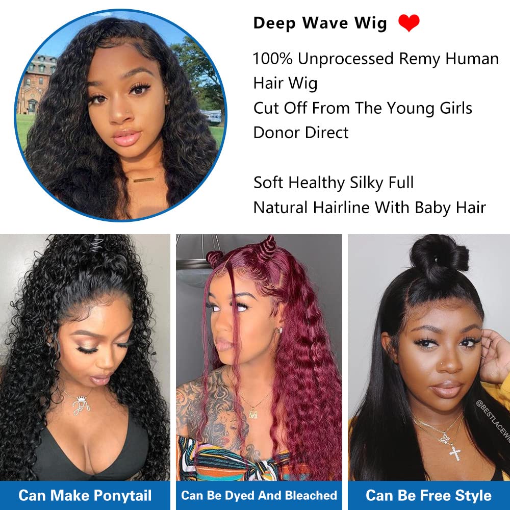 4x4 Deep Wave Lace Closure Wigs Deep Curly Lace Front Wigs Human Hair Wigs