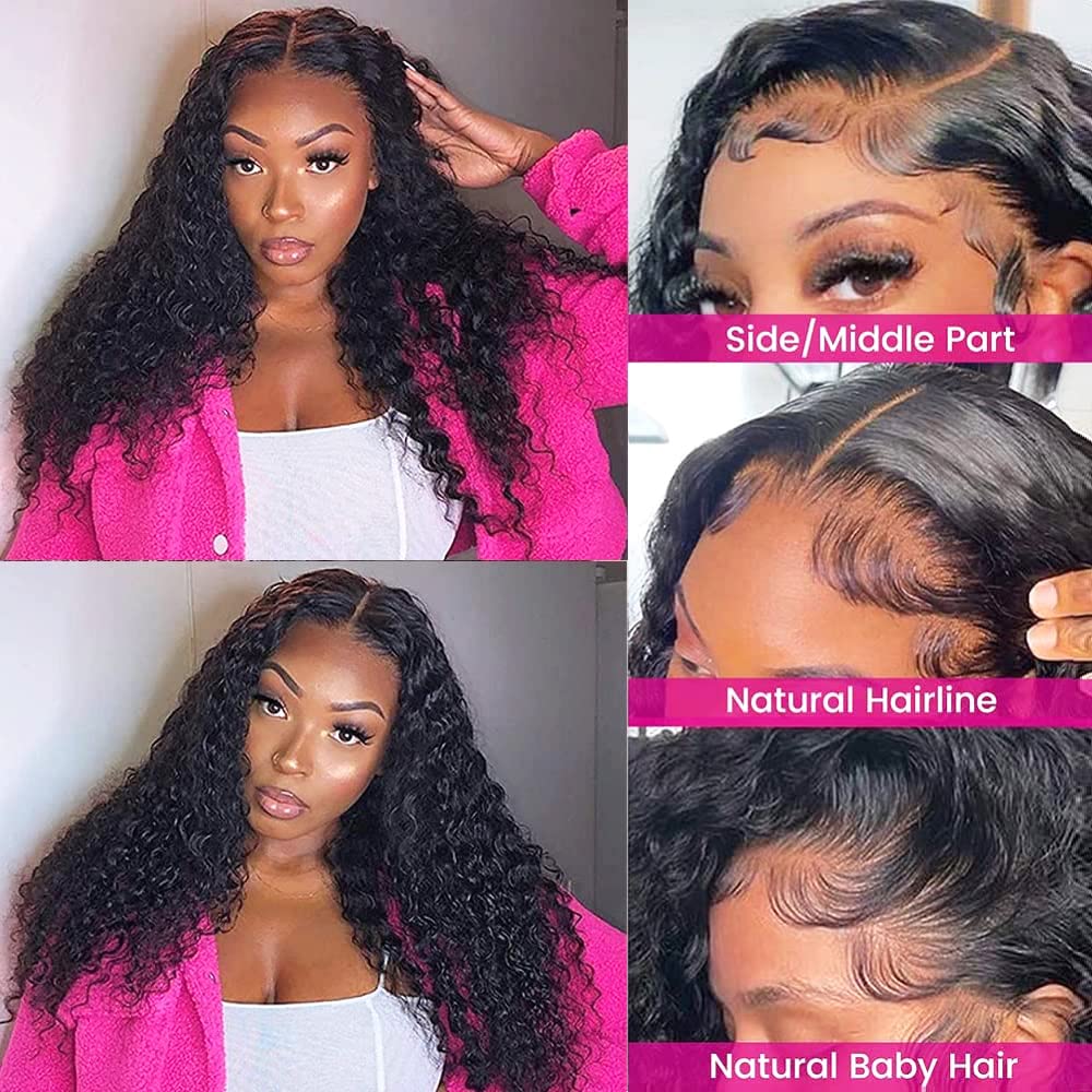 4x4 Deep Wave Human Hair Closure Natural Black Hair Top Swiss Lace