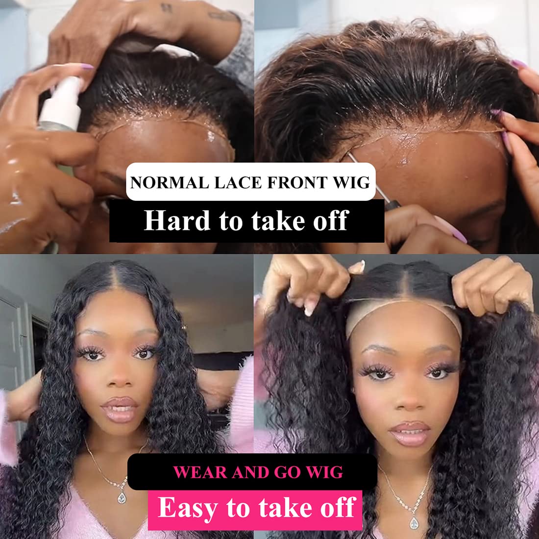 Wear & Go Highlight Brown Wigs Deep Wave Pre-plucked Glueless Lace Wigs