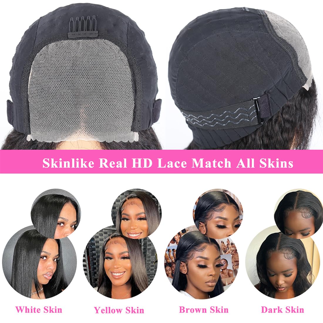Kinky Straight Wear & Go Highlight Brown Wigs Pre-plucked Glueless Lace Wigs