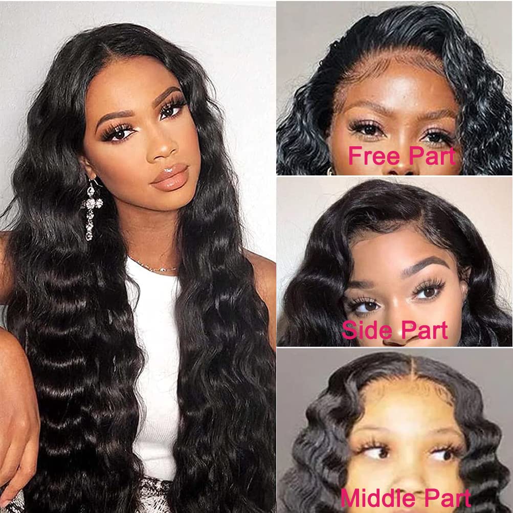 Brazilian Glueless Loose Deep Wave 12A HD 4x4 Lace Closure Wigs Human Hair