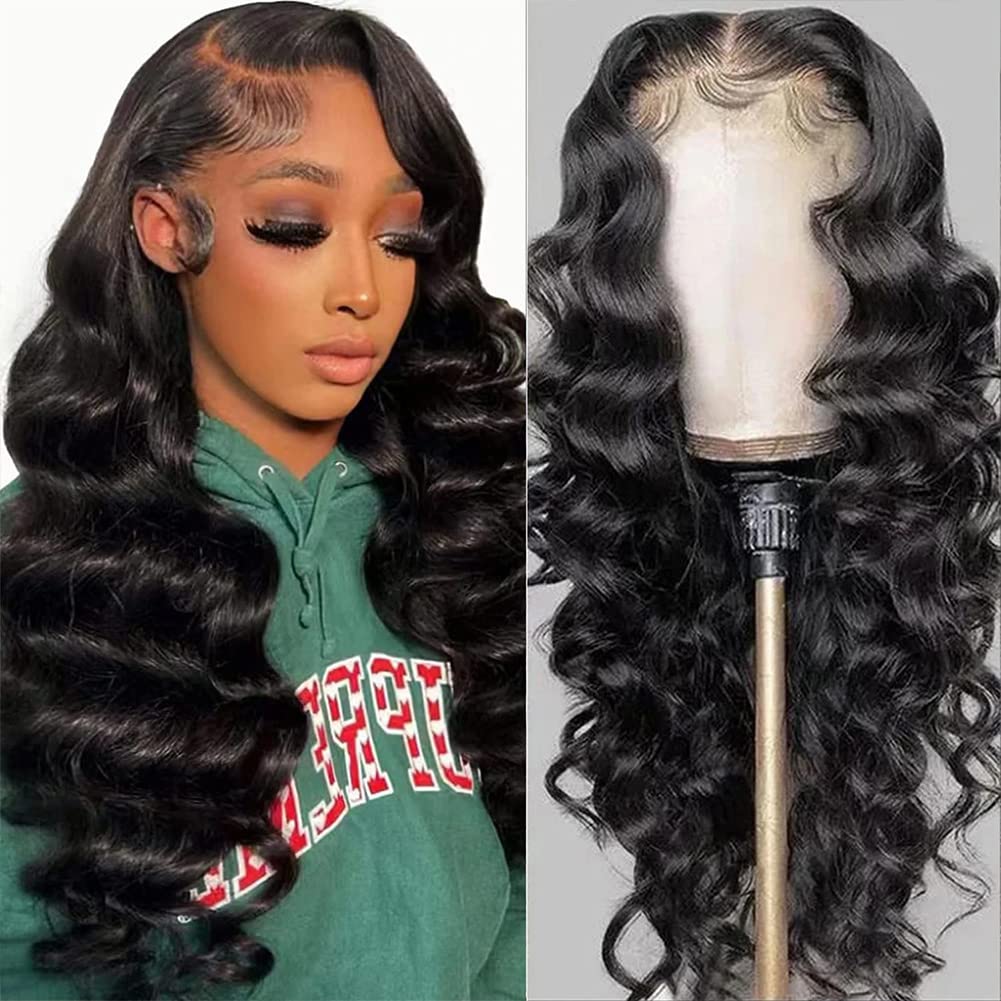 Brazilian Glueless Loose Deep Wave 12A HD 4x4 Lace Closure Wigs Human Hair