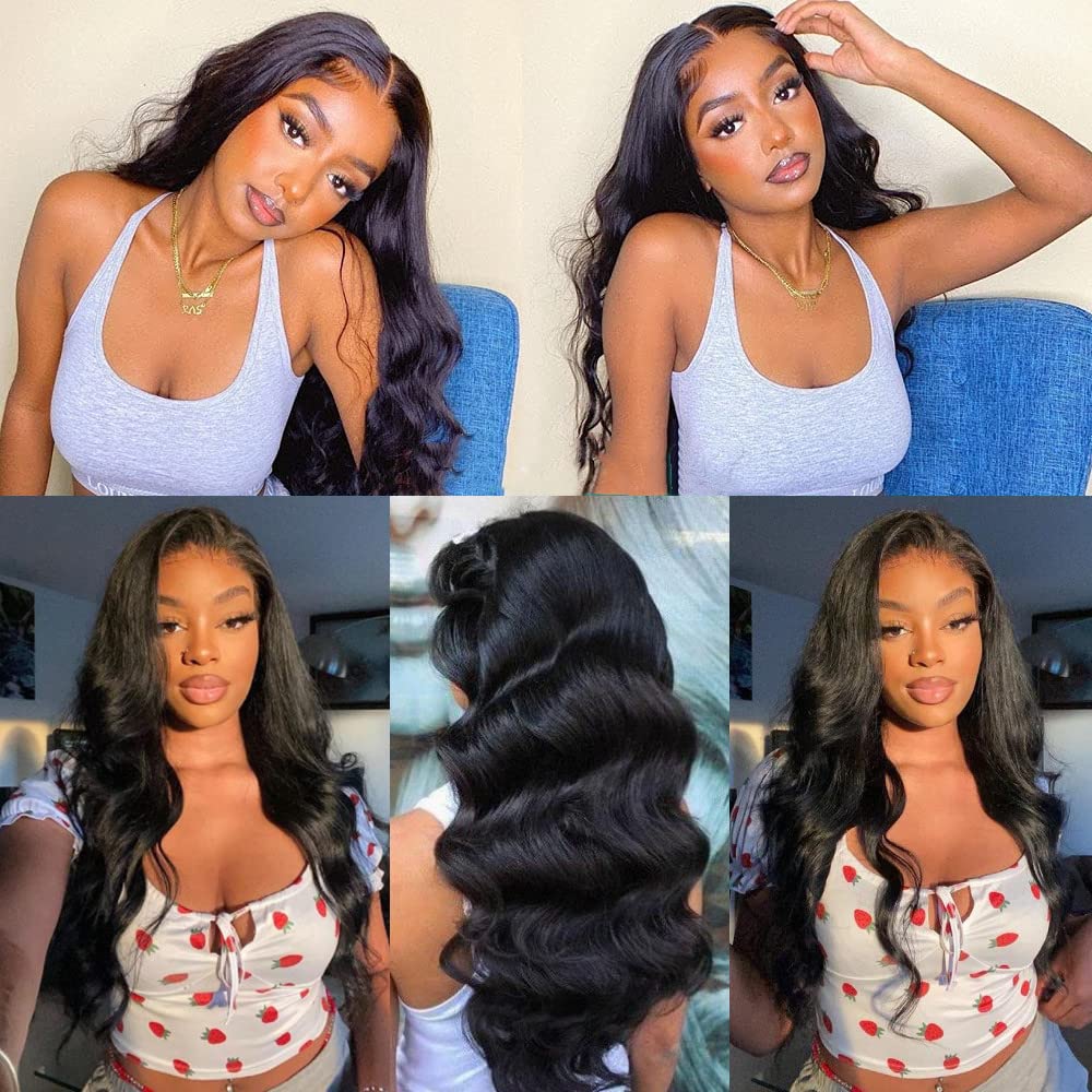 3 Bundles Human Hair Bundles with 4x4 Lace Closure Natural Color Body Wave