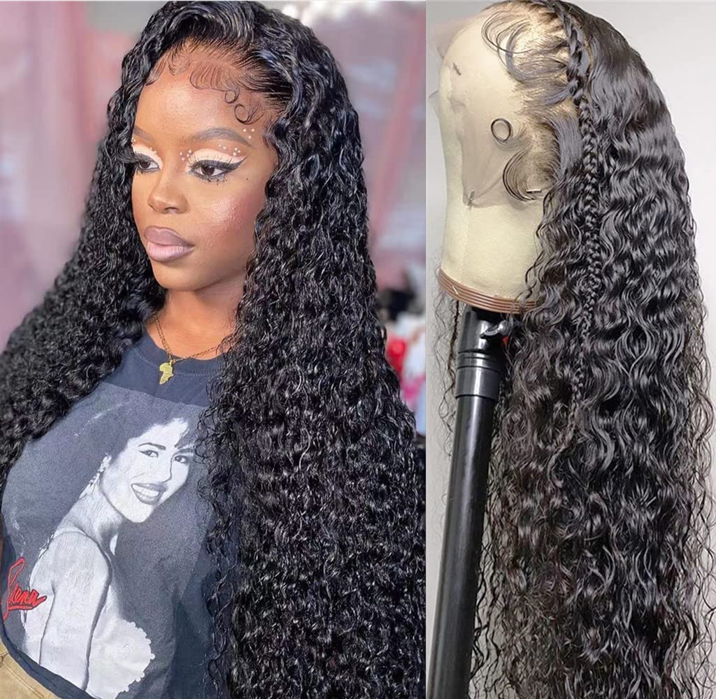 4x4 Deep Wave Lace Closure Wigs Deep Curly Lace Front Wigs Human Hair Wigs