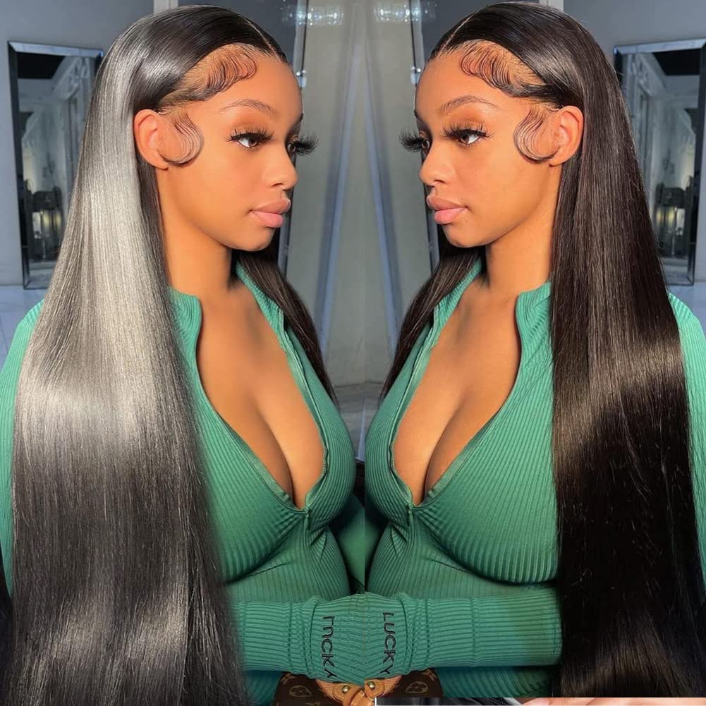 Straight Long Lace Front Wigs Human Hair Pre Plucked with Baby Hair Glueless 13x4 HD Lace Frontal Human Hair Wigs