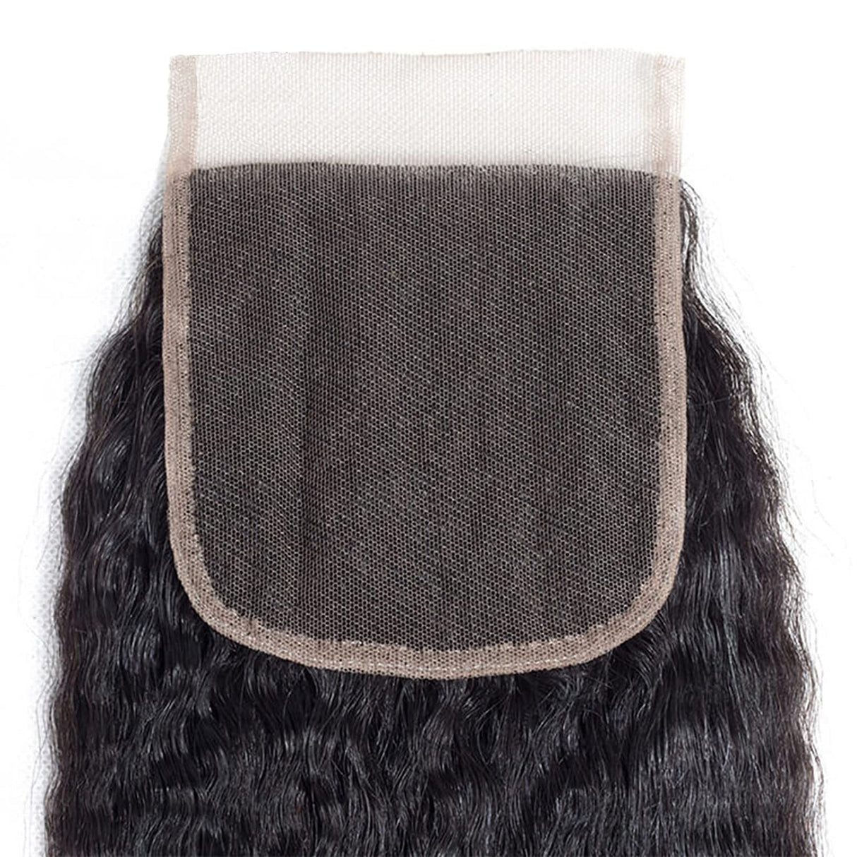 Kinky StraGHT 4x4 Top Swiss Lace Human Hair Closure Natural Black