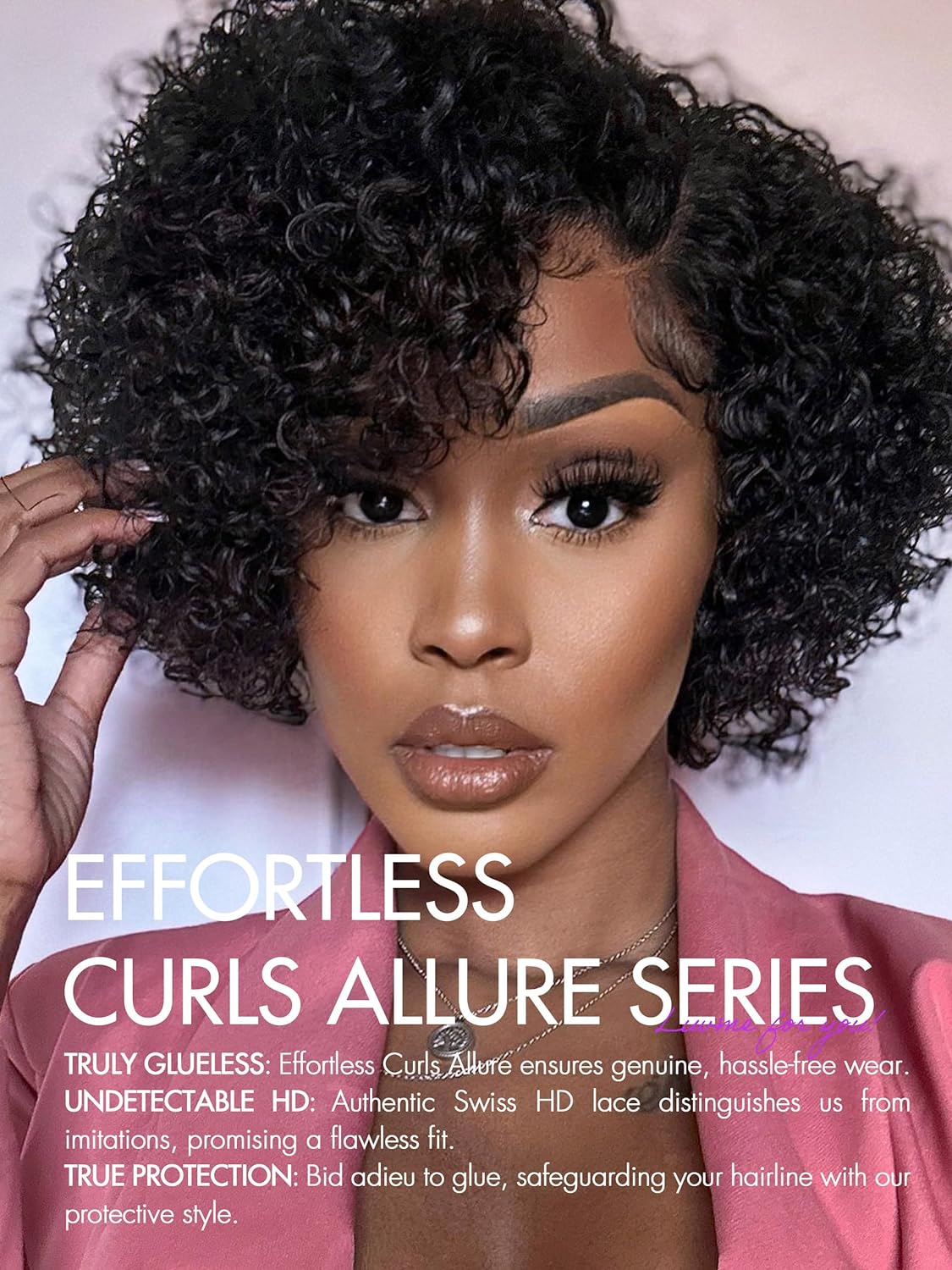 10'' Glueless HD Curly Wig Human Hair Pre Cut Lace Wig, Real HD Lace Short Curly Bob Wigs 180 Density Human Hair Pre Plucked