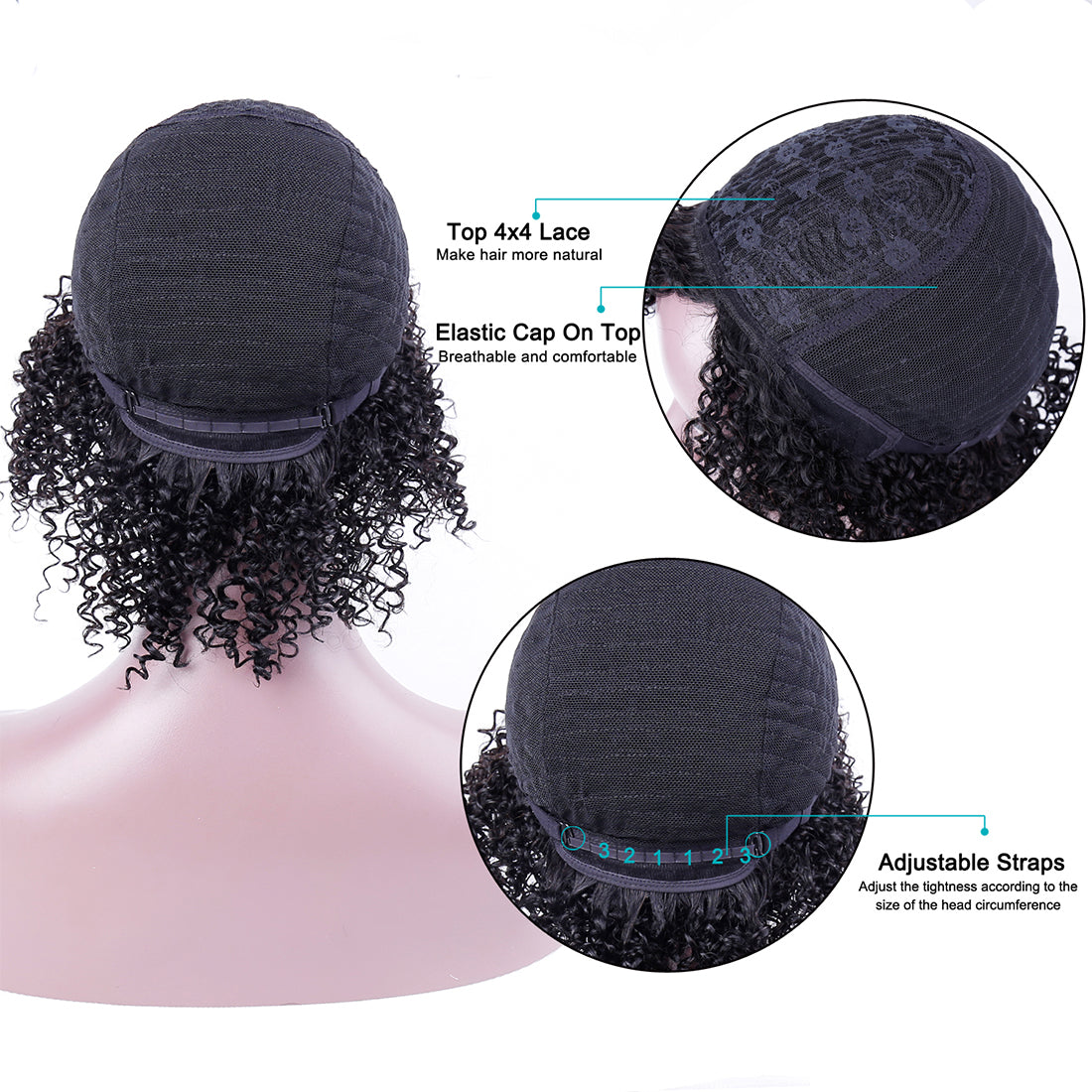 Short Curly Wigs for Black Women Human Hair Afro Natural Curly Wig Brazilian Virgin Pixie Cut Wig Human Hair With Bangs 150% Density None Lace Front Bob Wigs