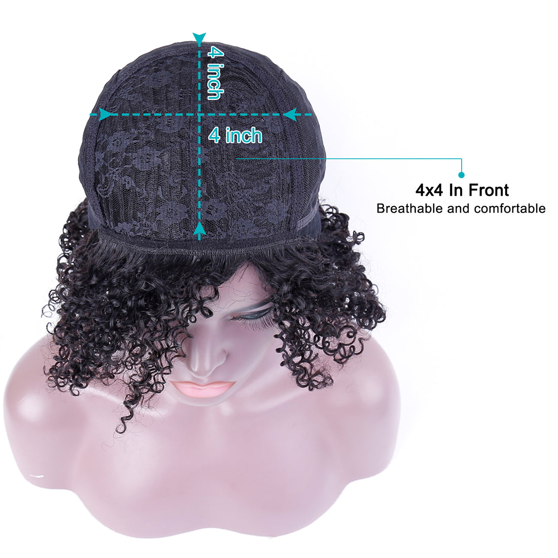 Short Curly Wigs for Black Women Human Hair Afro Natural Curly Wig Brazilian Virgin Pixie Cut Wig Human Hair With Bangs 150% Density None Lace Front Bob Wigs