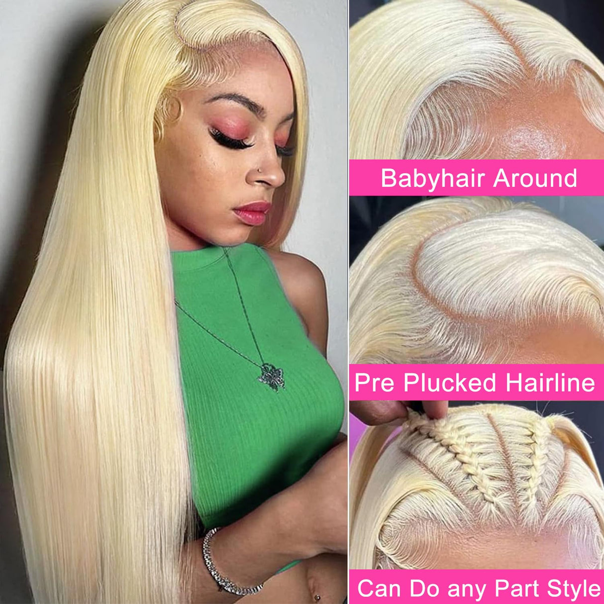 13x4 Blonde Straight Lace Front Wig Human Hair 613 Wig
