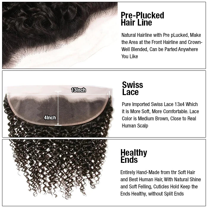 Curly Hair 13x4 Ear to Ear HD Transparent Lace Frontal Human Hair 12A Quality