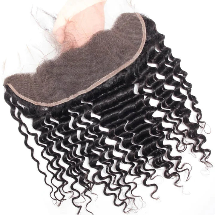 Deep Wave Human Hair Lace Frontal Ear to Ear 13x4 Lace Frontal 150% Density
