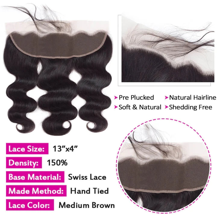 HD Transparent Lace Frontal Body Wave 13x4 Ear to Ear Lace Frontal Human Hair 12A Quality