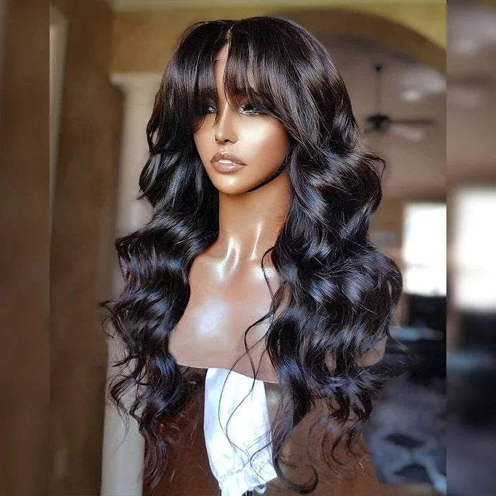 Beginner Friendly | 4x4 Glueless Lace Loose Wave Closure Wig with Bang