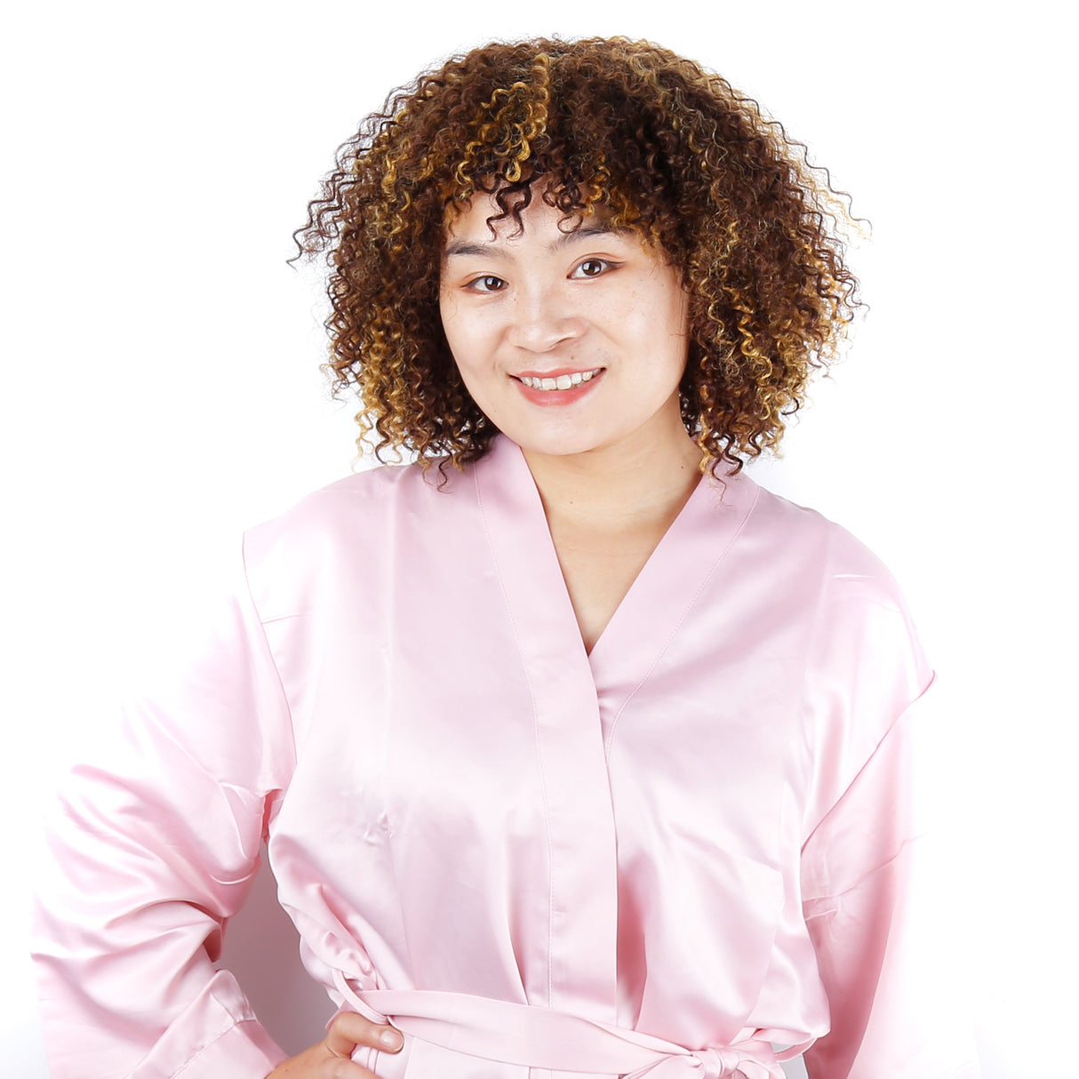 Highlight Short Curly Bob Wigs with Bang Ombre Blond Remy Hair 180% Density