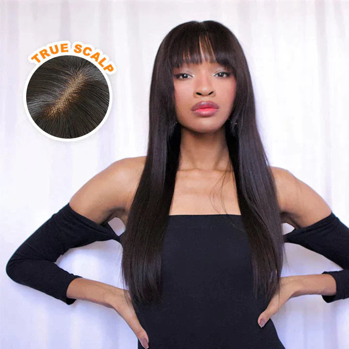 Long Straight True Scalp Bang Wig