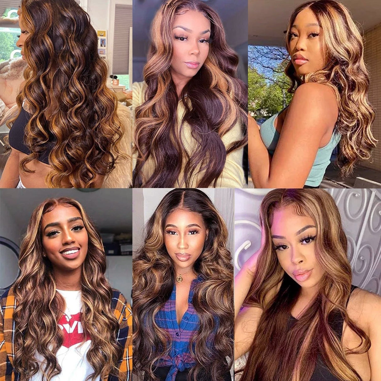 Highlight Body Wave P4/27 Human Hair 13x1 T Part Wigs Lace Front Wigs 150% Density