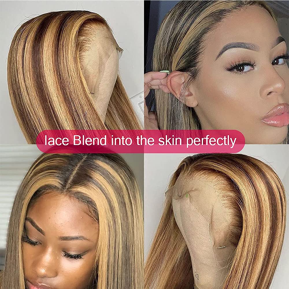 Piano Color 4/27 Straight 13x4 Lace Front Wigs Human hair