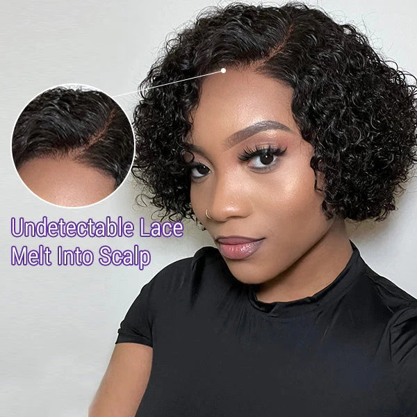 Short Cut Curly Minimalist HD Lace Glueless Side Part Wig 100% Human Hair