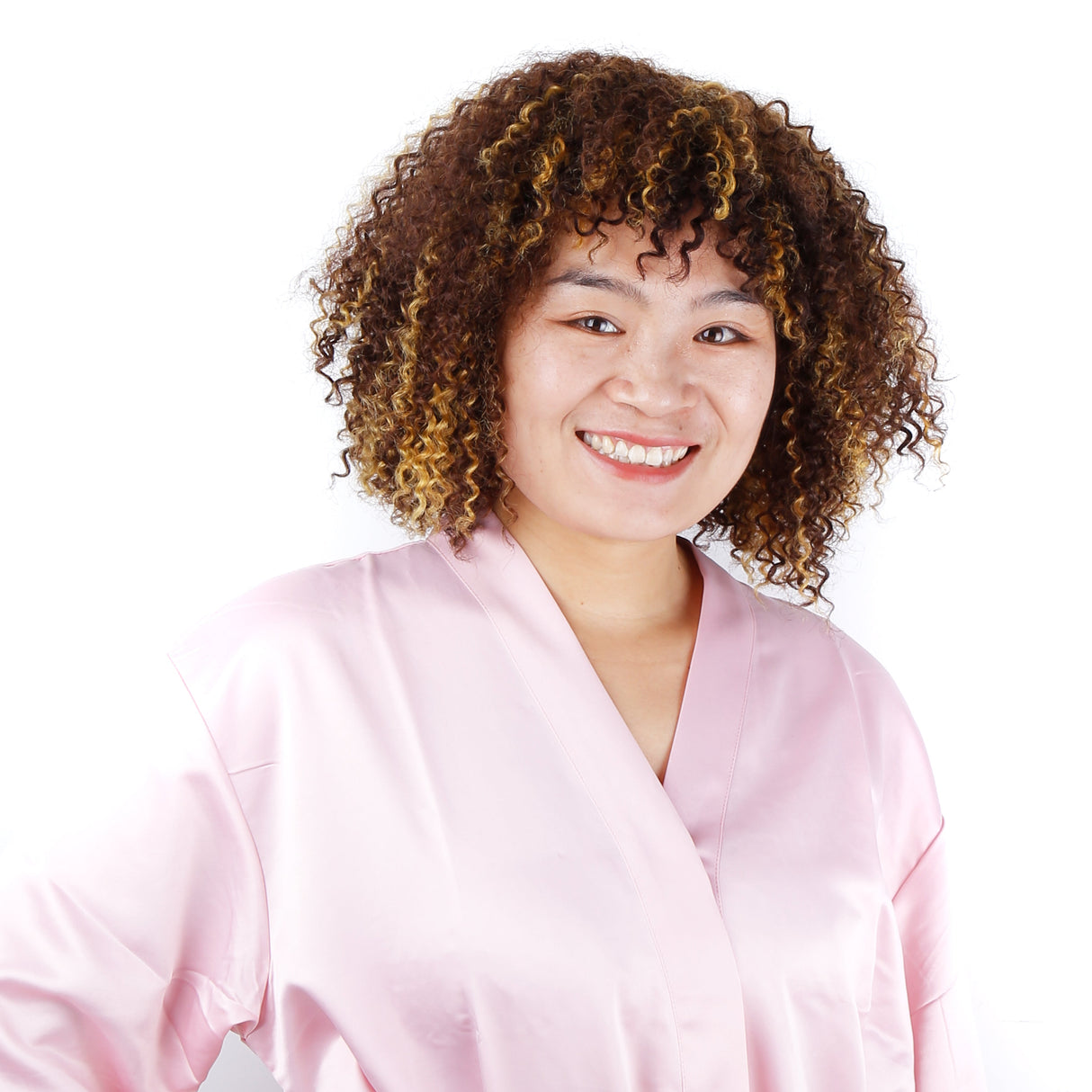 Highlight Short Curly Bob Wigs with Bang Ombre Blond Remy Hair 180% Density