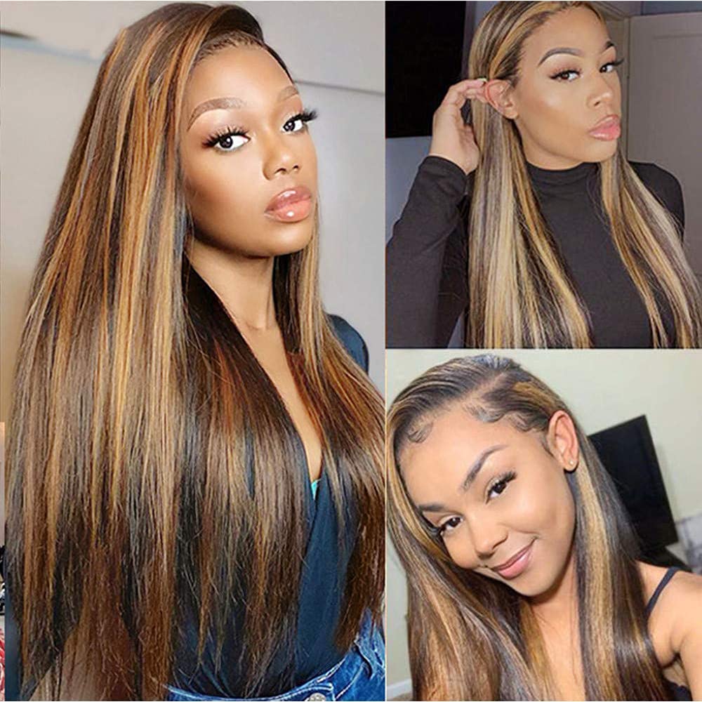 Piano Color 4/27 Straight 13x4 Lace Front Wigs Human hair