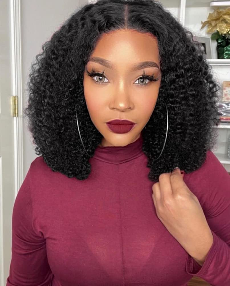 Kinky Curly BOB 13x1 T Part Lace Front Human Hair Wigs Human Hair Wigs for Black Women