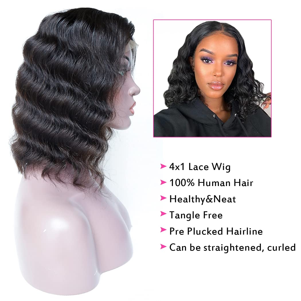 Body Wave Bob Human Hair Lace Front Wigs 4x1 T Part Human Hair Wigs